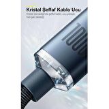 BASEUS 2mt Led Işıklı Örgülü 100W Type-C to Type-C Hızlı Şarj Kablosu Samsung Huawei Şarj