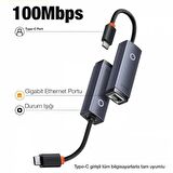 BASEUS 100Mbps Type-C to RJ45 Dönüştürücü Type-C to RJ45 Ethernet LAN Port Adaptör