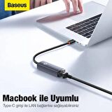 BASEUS 100Mbps Type-C to RJ45 Dönüştürücü Type-C to RJ45 Ethernet LAN Port Adaptör