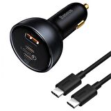 BASEUS 160W Araç Çakmaklık Şarj Ve Kablo Qualcomm 5.0 Mega Hızlı Şarj 160W Type-C +USB
