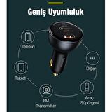 BASEUS 160W Araç Çakmaklık Şarj Ve Kablo Qualcomm 5.0 Mega Hızlı Şarj 160W Type-C +USB