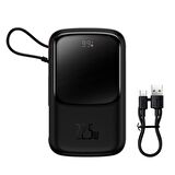 Baseus 22.5 W Type-C Kablolu 10000 mAh Hızlı Şarj Powerbank Siyah 