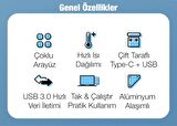 Polham 5in1 Type-C + USB Girişli SD,TF ve USB Çevirici Adaptör, 3x USB, 1x TF, 1x SD Çoğaltıcı Hub