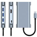 Polham 87W 7in1 PD Type C Çevirici Adaptör, 1x 4K HDMİ, 1x VGA, 1x RJ45, 1x PD Type C, 3x USB HUB