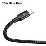Baseus 1.5 Metre 20W 3in1 Type C, İphone Lightning ve Micro Ultra Hızlı Şarj ve Data Kablosu