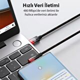 Baseus 100W 1 Metre Egik Başlı PD Type C to Type C Şarj ve Data Kablosu, Akıllı Çipli Kopmaz