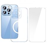 Baseus iPhone 14 Pro Max Magsafe Silikon Kılıf ve Full Kaplama Kırılmaz Ekran Koruyucu Sararmaz Kılıf