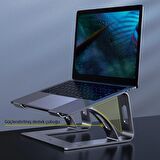 Polham Premium 10-17İnch Arası Uyumlu Laptop Standı, Sarsıntı Engelleyici, Kaymaz Taban Stand