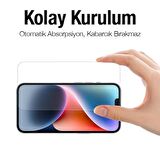 Polham 9H 2.5D iPhone 14 6.1inç Full Kaplama Kırılmaz Ekran Koruyucu, Parmak İzi Bırakmaz Koruyucu