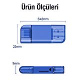Polham USB, Type-c ve Lightning Girişli Ultra Hızlı Hafıza Kart Okuyucu, Micro SC Hafıza Kart Reader