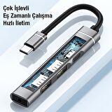 Polham 4in1 Type C Çoğaltıcı Çevirici HUB, 2x USB, 1x Type C ve 1x 3.5MM Girişli Adaptör