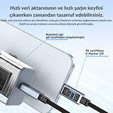 Polham Jasoz 1MT 240W 4.0 Thunderbolt Type-C to Type-C Şarj, Data ve 8K 60Hz Görüntü Aktarım Kablosu