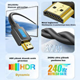 Polham Jasoz Altın Kaplama 5 Metre HD Series 120hz 8K HDMI to HDMI 2.1V HDMI Kablosu Görüntü Aktarım Kablosu