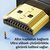 Polham Jasoz Altın Kaplama 5 Metre HD Series 120hz 8K HDMI to HDMI 2.1V HDMI Kablosu Görüntü Aktarım Kablosu
