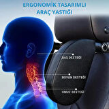Polham Ultra Konforlu Araç İçi Ön ve Arka Koltuklara Uyumlu Yastık, Ergonumik Katlanabilir Araç Koltuk Yastığı