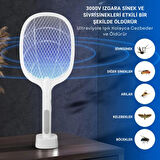 Polham 1200mAh Şarjlı 3000V Süper Güçlü Sivrisinek Öldürücü, 2in1 Taşınabilir ve Standlı Sinek Öldürücü
