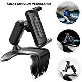 Polham 360 Derece Dönebilen Gösterge Paneli Üzeri Telefon Tutucu, Güneşlik ve Gösterge Panel Uyumlu