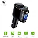 Baseus BT 4.2V 2 USB Girişli 1 Çakmaklık Girişli Araç FM Transmitter ve Araç Kiti, Araç Şarjı