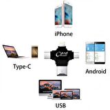 Polham 3in1 Micro, Type-C, İphone Lightning Uyumlu Micro SD Hafıza Kart Okuyucu, Universal Card Reader