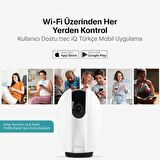 Ttec Mikrofon ve Hoparlörlü Ev, İş Akıllı Wifi Kamera, 360 Derece Dönebilen, Gece Görüşlü, Uzaktan Kontrollü Kamera