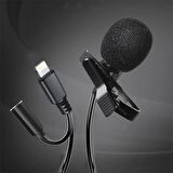 Polham 120 CM iPhone Lightning Kablolu ve 3.5MM Jack Çıkışlı Profesyonel Yaka Mikrofonu, Kayıt Mikrofonu
