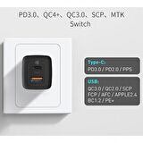 Baseus Gan 65W Ultra Hızlı ve Akım Korumalı Şarj Adaptörü, 1x PD Type C ve 1x USB Girişli Başlık