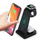 Polham 15W 3in1 Kablosuz Şarj Standı, Telefon, Saat ve Kulaklık Şarj İstasyonu, Ultra Hızlı