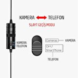 Polham 6 Metre 3.5MM Telefon ve Kamera İçin Yaka Mikrofonu, Canlı Yayın, Profesyonel Muhabir Mikrofonu