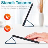 Polham Samsung Galaxy Tab A8 2021 10.5 (X200-X205) Standlı Tablet Kılıfı, Kalem Yerli, Katlanabilir