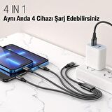 Polham 4in1 1 Metre Type-C, 2x iPhone Lightning, Micro USB Şarj ve Data Kablosu, 2A Halat Kablo