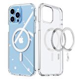 Coofbe iPhone 14 Pro Max 6.7 Magsafe Manyetik Şeffaf Silikon Kılıf, Darbe Emici, Sararmaz, TPU+PC