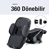 Polham Cam Ve Torpido Üstüne Yapışan Vantuzlu Araç Içi Telefon Tutucu, Klipsli, Uzayabilen Kelepçeli