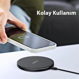 Polham 15W Ultra İnce Kablosuz Şarj Cihazı, Qİ Sertifikalı Isınmaz Akım Korumalı Kablosuz Şarj Aleti