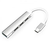 Polham 20CM 4in1 Type-C to 4x USB Çoğaltıcı Adaptör HUB, Yüksek Voltaj ve Akım Korumalı USB Çoğaltıcı