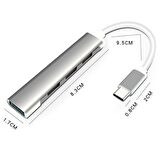 Polham 20CM 4in1 Type-C to 4x USB Çoğaltıcı Adaptör HUB, Yüksek Voltaj ve Akım Korumalı USB Çoğaltıcı