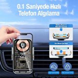 Polham 15W Ultra Hızlı Şeffaf Otomatik Açılıp Kapanır Araç İçi Telefon Tutucu, Sarsılmaz, Titremez