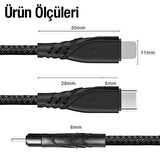 Polham 1 Metre 27W Ultra Hızlı Type-C To İPhone Lightning Şarj ve Data Kablosu, Süper Dayanıklı Kablo