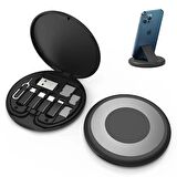 Polham 6in1 60W Type C, Micro ve İphone Lightning Kablolu, Dönüştürücü, Sim Aparatlı Seyahat Seti