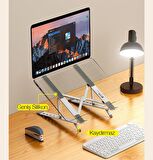Polham Ultra İnce 6 Kademeli Yükseklik ve Açı Ayarlı Kaydırmaz Pedli Notebook ve Tablet Standı
