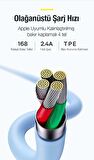 Baseus 120 Cm 2.4A Süper Hızlı USB to iPhone Lightning Şarj ve Data Kablosu, Akıllı Çip Korumalı