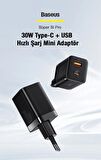 Baseus USB 30 Watt Hızlı Şarj Aleti Siyah