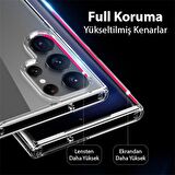 Polham Shockproof Darbe Emici Kamera Korumalı Samsung Galaxy S23 Ulta Uyumlu Silikon Kılıf, Sararmaz Kılıf
