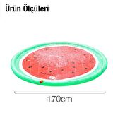 Polham 170x170 CM Ultra Geniş Çocuklar İçin Yuvarlak Su Matı, Fışkıyeli Oyun Havuzu, Serinletici Su Matı