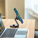 Polham Magsafe Uyumlu Araç içi Torpido Üstü ve Masaüstü Telefon Tutucu, Teleskpik Döner Başlıklı Telefon Tutucu