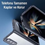 Polham Samsung Galaxy Z Fold 4 5G Uyumlu Premium Buzlu Sert Kamera Koruyuculu Kılıf,Su Geçirmez Kılıf