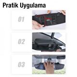 Polham 30x9 CM Ultra Geniş Araç İçi Geniş Açılı Araç Dikiz Aynası, Kavisli, Genişletilmiş Açılı Ayna