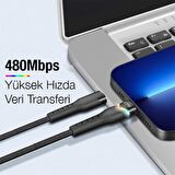Polham 1 Metre 27W Süper Hızlı Type-C To iPhone Lightning Şarj ve Data Kablosu, Renkli Led Işıklı Kablo
