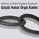 Polham 1 Metre 65W Süper Hızlı Type-C To Type-C Şarj ve Data Kablosu, Güçlü Kopmaz Halat Örgü Kablo