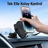 Baseus Araç İçi Ön Cam ve Torpido Üstüne Vakumlanan Telefon Tutucu, Titremez, Sarsılmaz, Otomatik Kilitli 