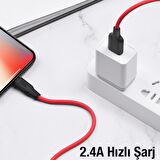 Polham HC Series 1MT 2.4A USB to iPhone Lightning Ultra Hızlı Şarj ve Data Kablosu, Akım ve Isı Korumalı Kopmaz Kablo